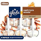 Glade PlugIns Refills Air Freshener, Scented and Essential Oils for Home and Bathroom, Cashmere Woods, 3.35 Fl Oz, 5 Count