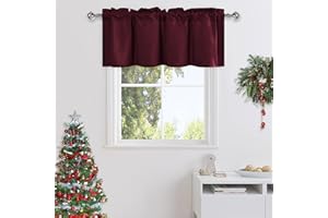 DWCN Burgundy Valance for Windows, Kitchen Valance Christmas Curtain Valance, Basement Window Curtains, 1 Panel, 42 X 18 Inch