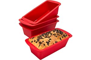 Anxbbo Silicone Mini Loaf Pan Nonstick Mini Bread Loaf Pans, Silicone Mini Loaf Baking Pans Set of 4 for Baking Bread, Toast, Brownie Loaf Pan, Cake, Soaps (Red-4 Pcs, 7.4 x 3.5 x 2 inch)