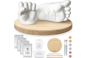 KeaBabies Baby Casting Kit Hands and Feet Mold - 3D Newborn Hand Casting Kit & Stylish Wood Base, Easy DIY Infant Foot Molds 0-9 Months, BPA-Free Baby Keepsake, Shower Gifts for Moms (Round, Ash Wood)