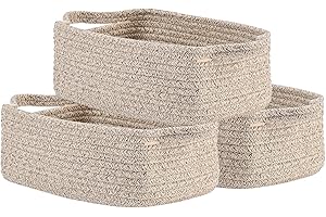KALLAX Small Woven Basket, 12 x 8 x 4.5 Inches, Small Storage Baskets for Organizing, Gift Baskets Empty, Cute Rope Shelf Closet Storage Bins for Shelves, Dog Toy Basket, 3 Packs, Mixed Brown