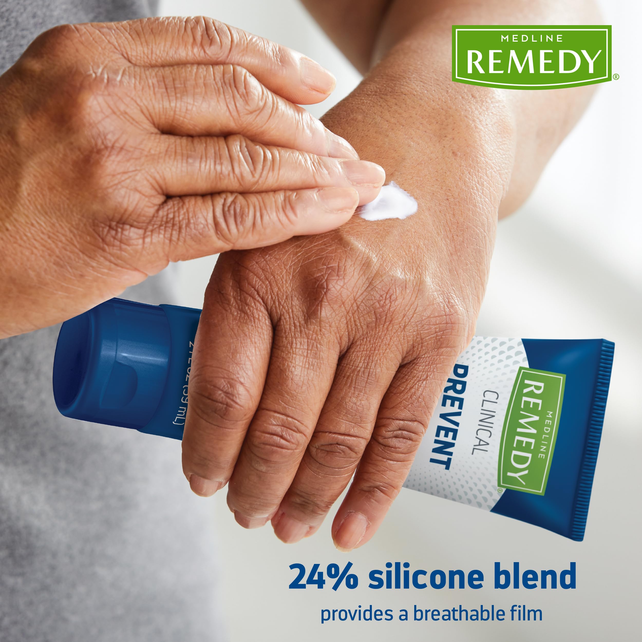 Medline Remedy Clinical Silicone Cream (2 oz), Unscented, Chapped, Sensitive Skin, Breathable, Incontinence Care, Soothing, Breathable Film, Moisturizing, Nourishing