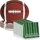 QOUBAI Football Oval Paper Plates Football Plates and Napkins Party Decorations Sport Rugby Theme Birthday Supplies 11inch Touch Down Dish Tray Dinnerware for Party Game Celebration, 25 Guest