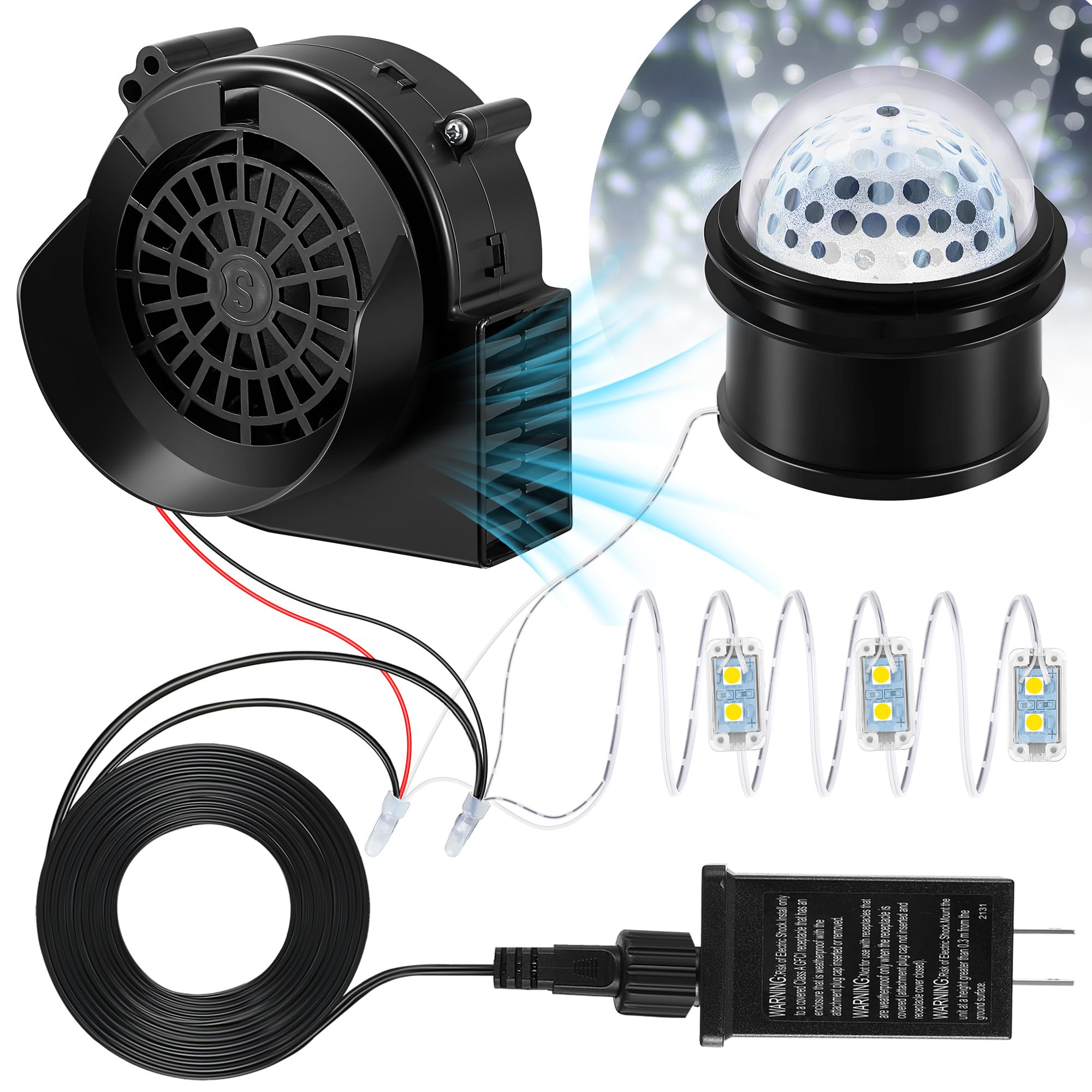 Photo 1 of Enhon Inflatable Blower Replacement, with Bright White Projection Lamp, 3 LED Light, 12V 1.2A Inflatable Air Blower, Blow up Fan for Halloween Christmas Holiday Airblow Inflatable Decor Indoor Outdoor