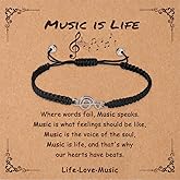 PEUTIER Music Gifts for Women and Men, Adjustable Music Teacher Appreciation Bracelet Braid Rope Bracelets Music Lover Charm Bracelet Jewelry Gifts for Graduation Teachers' Day Thanksgiving