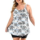 COOTRY Womens 2026 Plus Size Tankini Swimsuits Two Piece Bathing Suits Flowy Swimwear Swim Tank Top with Boyshorts