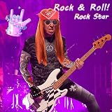 Heartsking 8pc Rockstar Costume Glam 80s 90s Men Outfit Wigs Gloves Set view 5