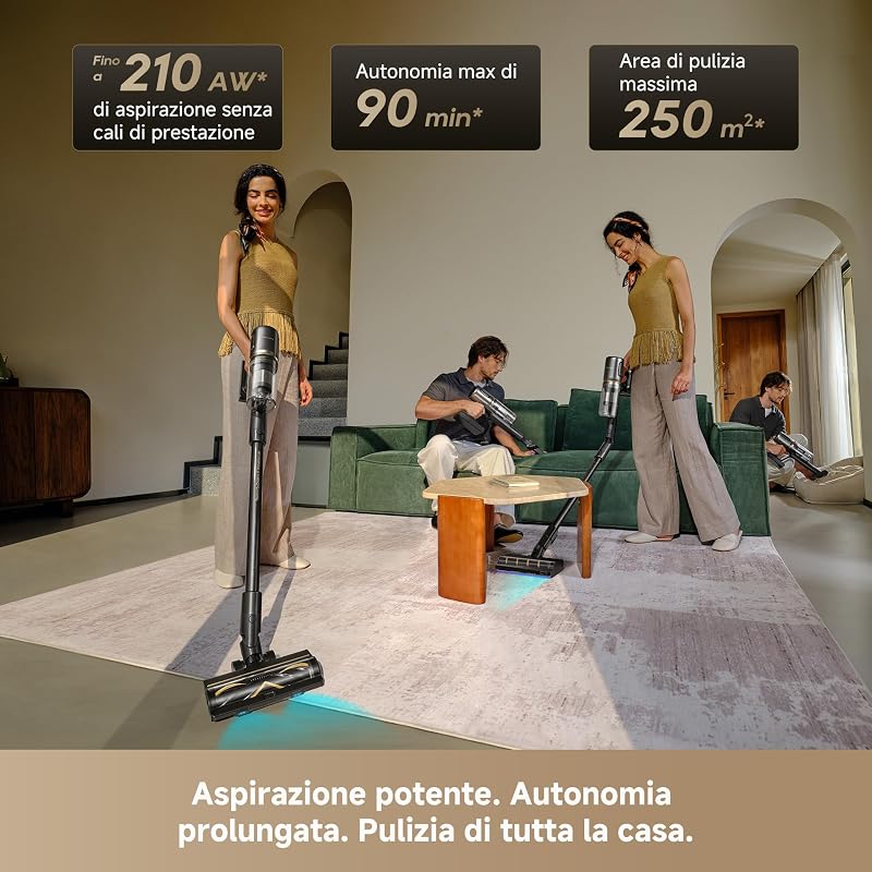 V20 Aspirapolvere senza Fili, 24.000 Pa/210 AW, Pulizia Bordi 0 mm