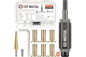EZ-NUTUL Multi-Grip Rivet Nut Installation Tool Set Pre-Bulbed Shank Flat Head Threaded Insert Nut Plus Nuts Assortment Kit Cross Rivnut for Construction Industrial (M10(Plus Nut Tool-6pcs))