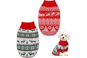 Pedgot 2 Pack Christmas Pet Sweaters Xmas Dog Holiday Sweaters Funny Pet Costume Christmas Pet Warm Clothes Reindeer, Christmas Tree, Snowflake Knitwear for Cats or Dogs (Medium)