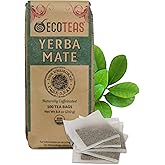 ECOTEAS Premium Organic Yerba Mate Tea Bags – Natural Energy & Detox Herbal Tea – Coffee Alternative - Kosher, Non-GMO, Gluten-Free - 100 Unsmoked Bulk Bags, 8.8 oz (Pack of 1)