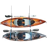 Pelican Double Kayak Storage Strap System - for Indoor and Outdoor Kayak and SUP Paddle Board Hangers - Comes with Paddle Clips - Black/Turquoise