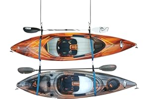 Pelican Double Kayak Storage Strap System - for Indoor and Outdoor Kayak and SUP Paddle Board Hangers - Comes with Paddle Clips - Black/Turquoise
