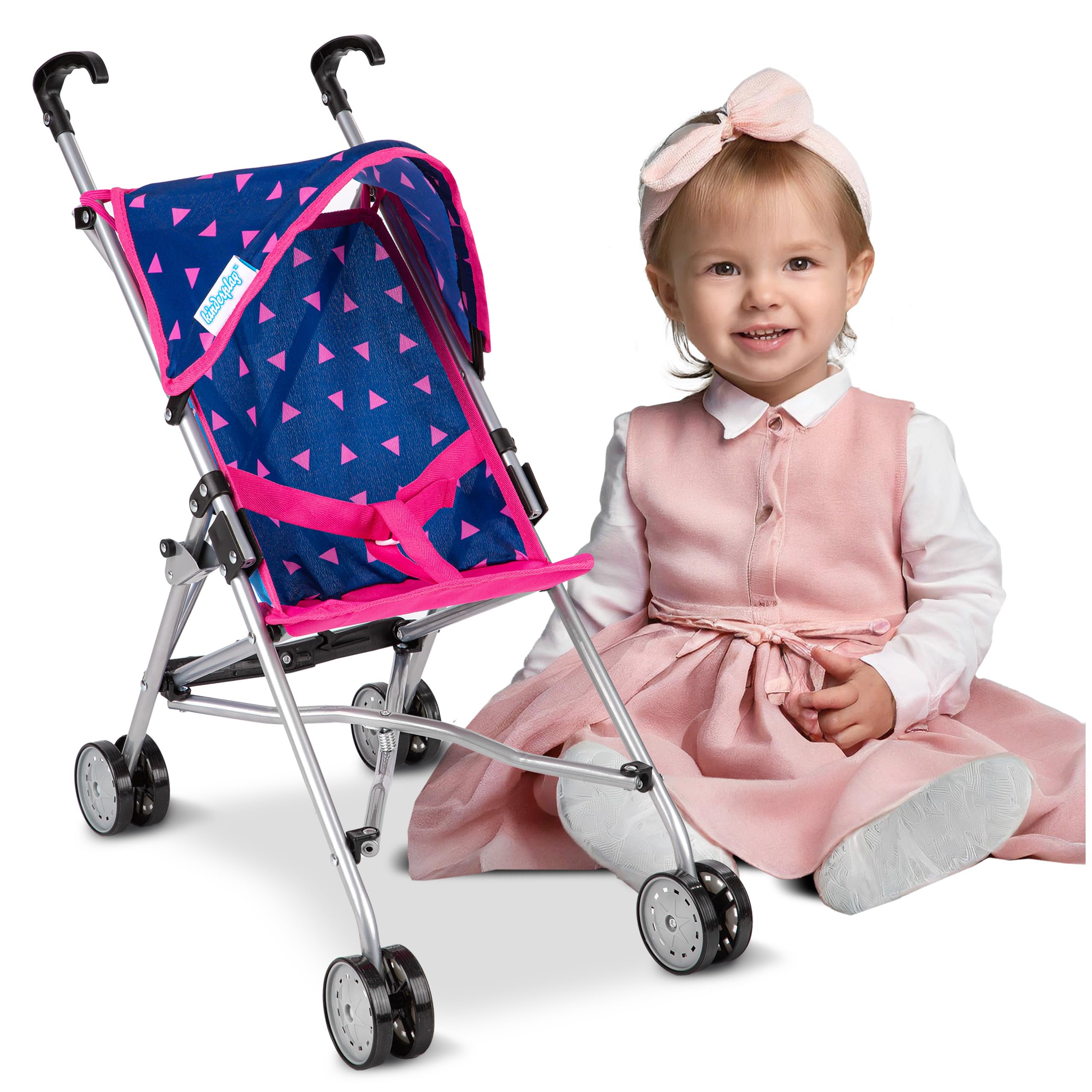 Kinderplay Doll Stroller | Toy Pram | Baby Doll Pram - Toy Pushchair | Dolls Buggy | Dolls Pushchair | Dolls Pram Handle Height 54 cm, model KP0290T