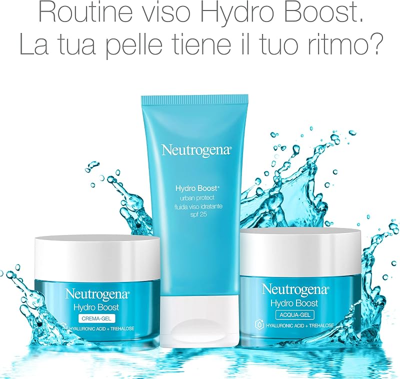 Hydro Boost Acqua Gel, Crema idratante viso in gel leggero a base acqua, Crema viso Acido Ialuronico per un'idratazione intensa, Ideale per pelle mista e sensibile, 50 ml
