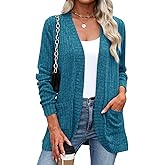Halife Women's Fashion Cardigan Sweaters Lightweight Open Front Long Sleeve Casual Thin Cardigans with Pockets