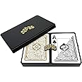 Copag Legacy Design 100% Plastic Playing Cards, Poker Size Jumbo Index Black/Gold Double Deck Set