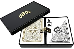 Copag Legacy Design 100% Plastic Playing Cards, Poker Size Jumbo Index Black/Gold Double Deck Set