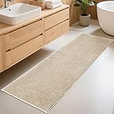 Bilimili Bathroom Runner Rugs, Thin Absorbent Non-Slip Bath Mat, Quick Dry Low Pile Mats for Bathroom Floor Front of Bathtub,Shower Room,Sink,24"×60",Light Coffee
