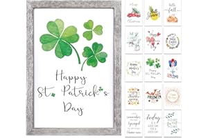 TIBLUE Farmhouse Wall Decor Sign For St Patricks Day Decor & Spring Decoration For The Home With 16 Interchangeable Holiday Sayings Rustic Home Decor Valentines Day Decor Easter Kitchen 11x16” Picture Frame