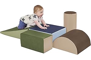 ECR4Kids SoftZone Climb and Crawl Playset, Building Blocks, Earthtone, 5-Piece