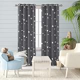 Deconovo Grey Star Printed Blackout Curtains 2 Panels 140x240 cm Thermal view 2