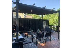 PURPLE LEAF 10' X 12' Outdoor Retractable Pergola with Sun Shade Canopy Patio Metal Shelter for Garden Porch Beach Pavilion G