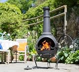 La Hacienda Murcia XL Steel Chimenea BBQ Grill 136cm Black Patio Heater view 2