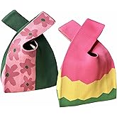 Knit Tote Bag Mini Cute Wristlet Handbag Knot Wristlet Knitted Bag 2 Pieces Women's Pocket Handbags