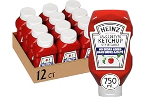 Heinz Tomato Ketchup No Sugar Added, 750 mL Bottle (Pack of 12)