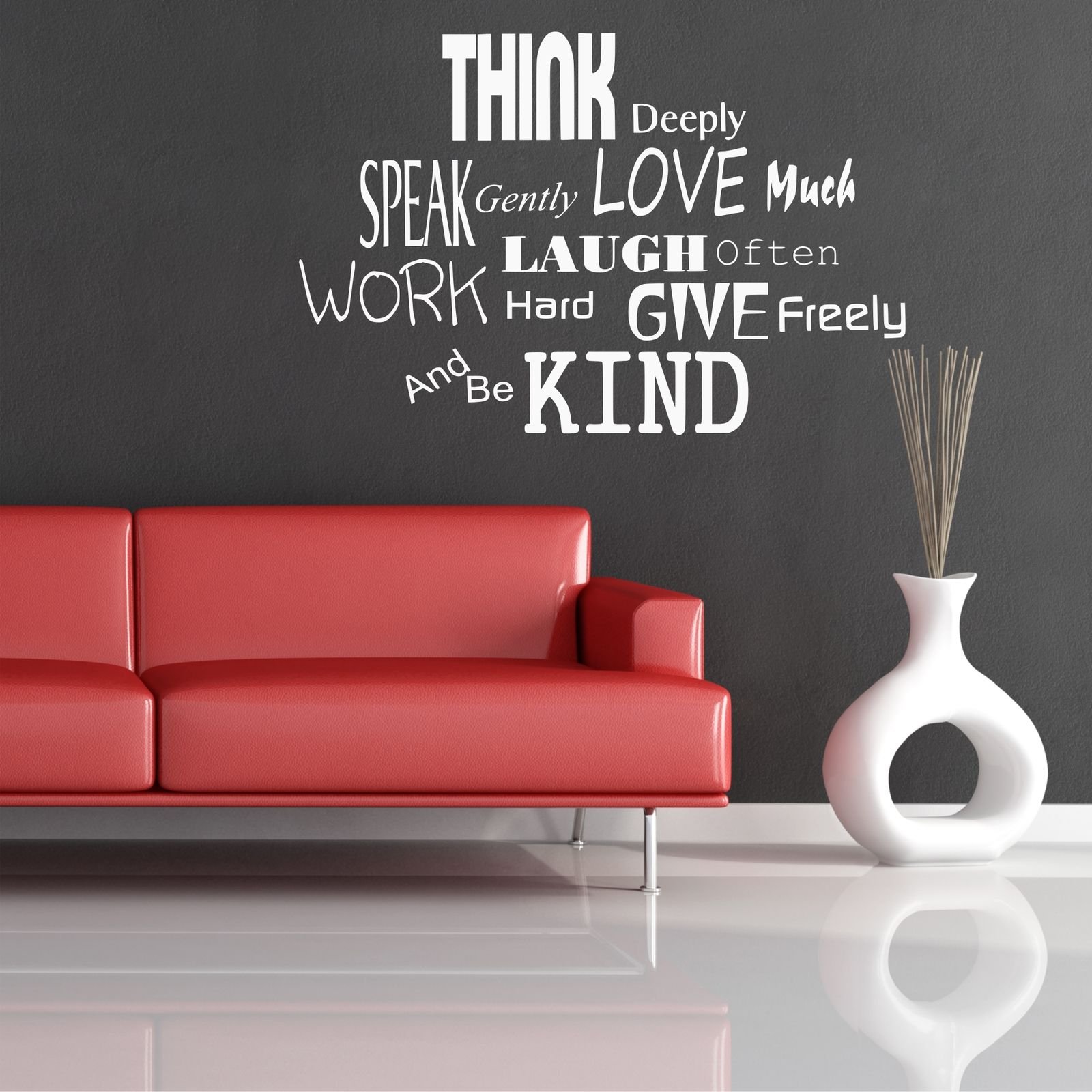 LOVE LAUGH WORK KIND SPEAK WALL QUOTE WALL STICKER DECAL MURAL STENCIL MURAL