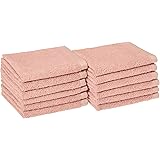 Amazon Basics Quick-Dry Washcloth - 100% Cotton, 12-Pack, Petal Pink