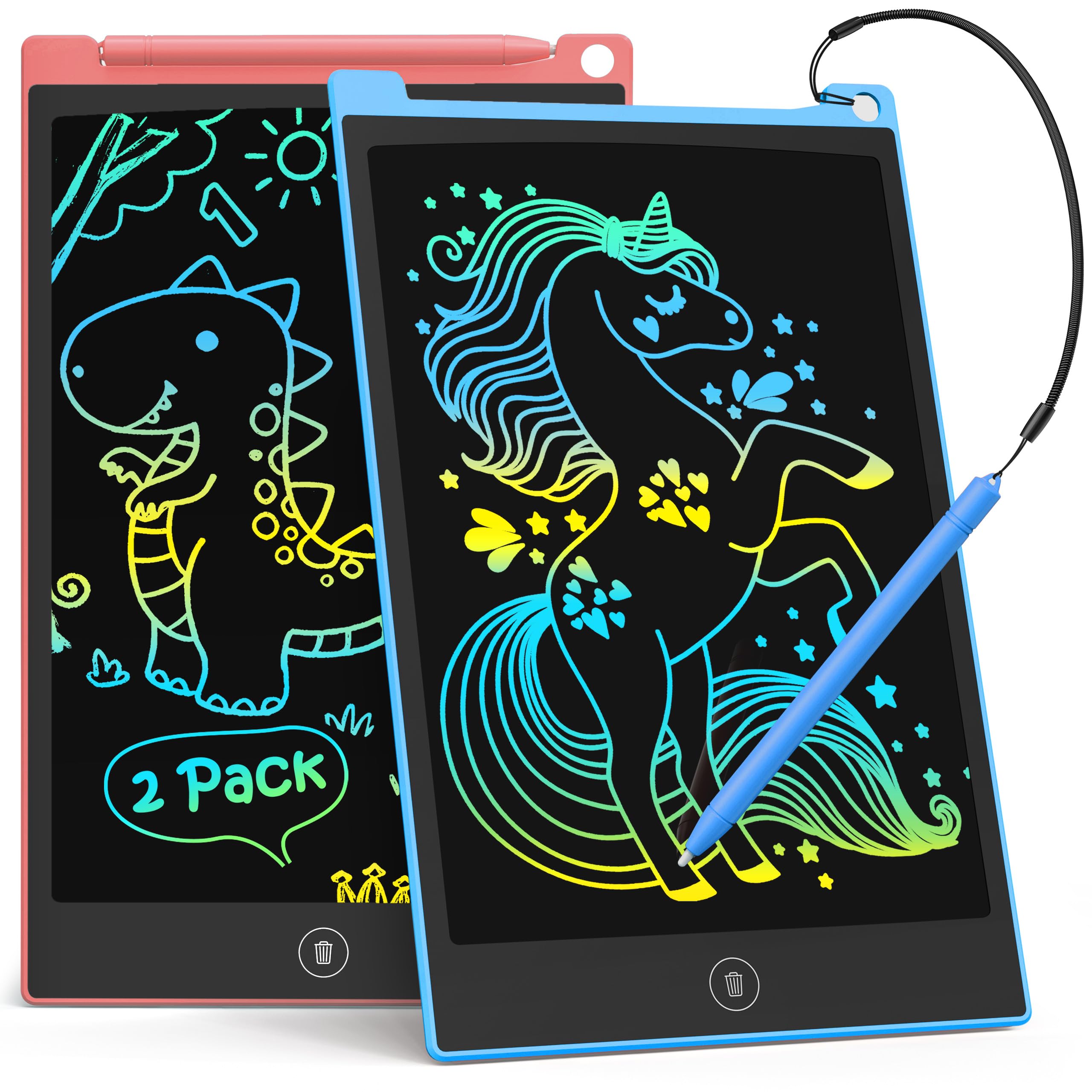 Photo 1 of TECJOE 2 Pack LCD Writing Tablet, 10 Inch Colorful Doodle Board Drawing Tablet for Kids, Kids Travel Learning Toys Christmas Birthday Gifts for 3 4 5 6 Year Old Boys and Girls Toddlers