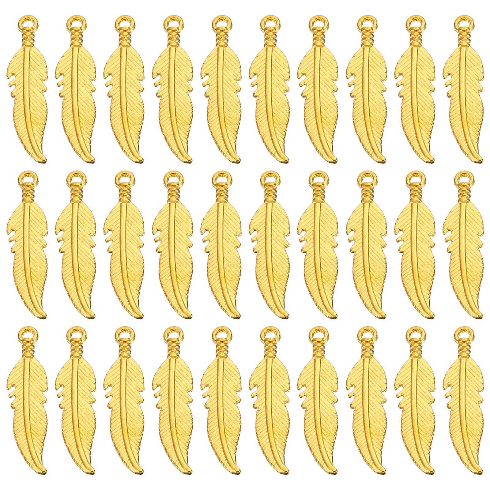 PATIKIL Feather Charm, 100Pcs Mini Feather Pendant Charm Bulk Metal Vintage Designer DIY Dream Catcher for Making s s Crafts Keychain, Gold