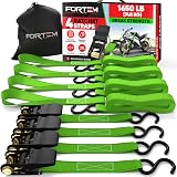 FORTEM Ratchet Straps 748kg 4 Pack 4.6m x 2.54cm with Soft Loops