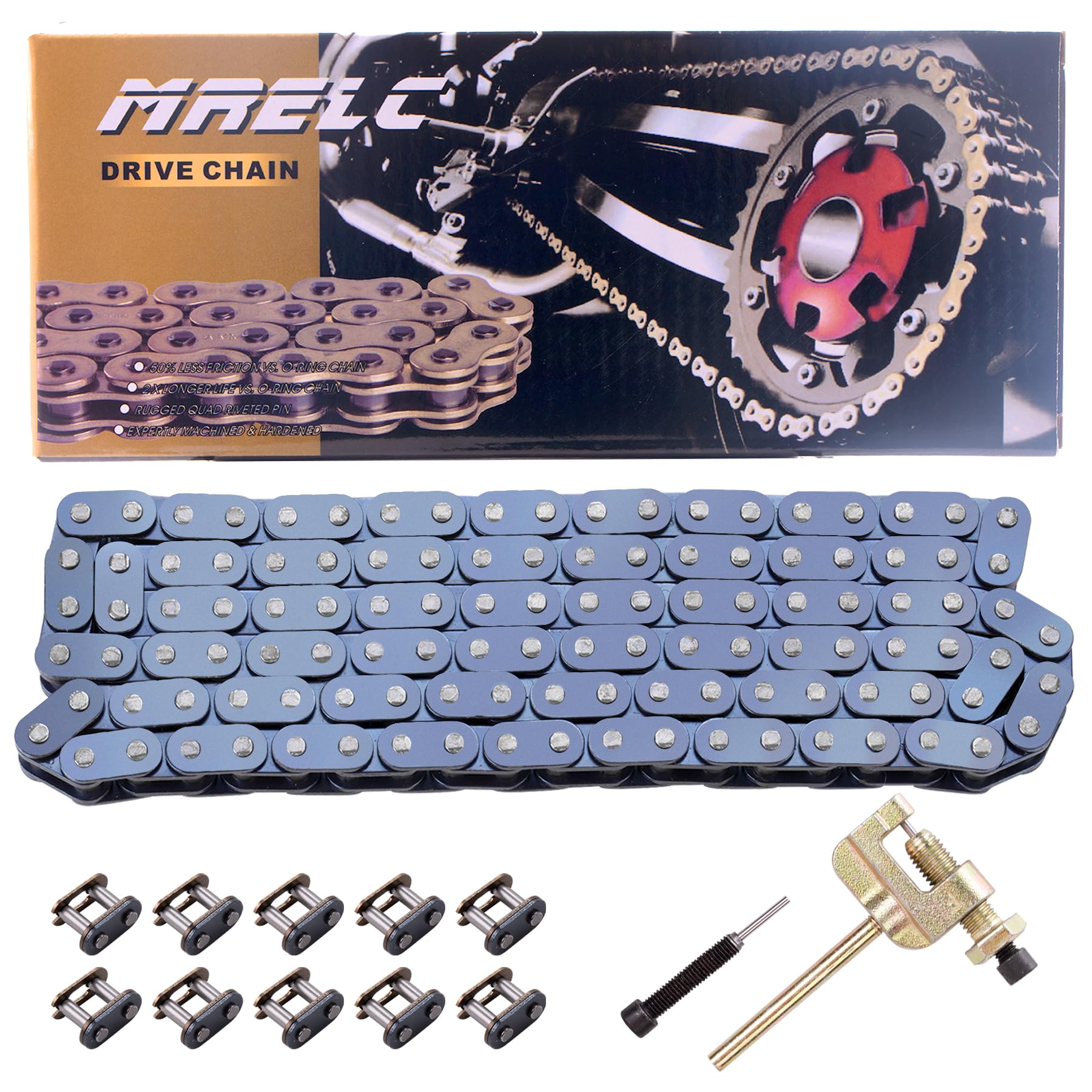 Photo 1 of T8F Drive Chain 116 Link with Chain Breaker for 43cc 47cc 49cc 2-Stroke Pocket Rocket Bike Mini Chopper 50cc SSR SX50 Syx Moto Holeshot MotoTec Xtreme Xpro Kids Pit Dirt Bike ATV Quad Parts