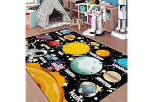 JIOSPET Kids Rugs for Bedroom Boys Solar System Large Carpet Boys Rugs for Bedroom Outer Space Kids Play Area Rug Galaxy Area Rugs for Kids Bedroom, Space, 5'×7'