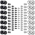 TOAOB 100 Sets Sew on Snap Buttons Brass Snaps Fasteners Press Studs Snap Kit for Sewing Clothing 8.5mm 10mm 12mm 25mm Black and Silver