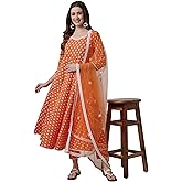 miss fame Women's Cotton Anarkali Kurta with Pants and Dupatta