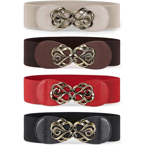 JASGOOD 4 Pack Wide Elastic Stretch Waist Belts for Women  display picture 2