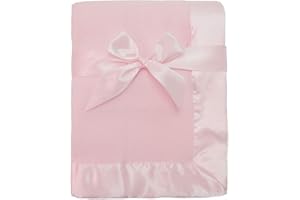 American Baby Company Fleece Blanket with Silk-Like Satin Trim, Soft, Warm & Cozy, Pink, 30" x 40" for Boys and Girls, Perfect for Baby Carrier, Stroller, Travel and Gifting