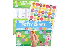 Potty Training Chart Set, Adorable Potty Training Chart with Reward Stickers and Instruction Paper Suitable for Girls Toddler