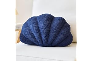 Lfsaaj Seashell Throw Pillows, Shell Shaped Throw Pillows, Soft Home Decorative Pillow Plush Cushion for Bed Couch Living Sofa Room Decor Accent Throw Pillow (13x10 Inch, Navy Blue)
