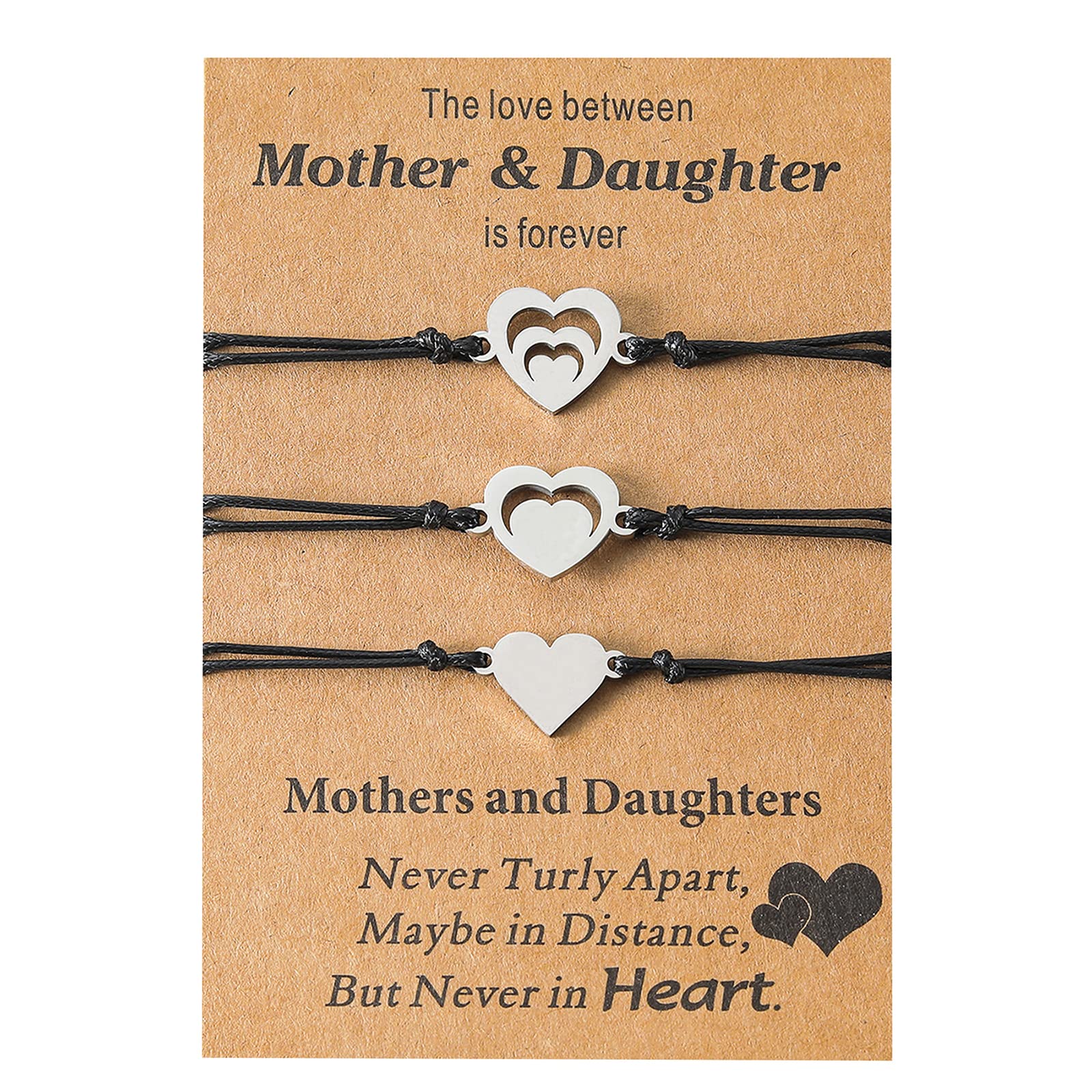 Rhdun Mother Daughter Bracelets Set for 3 Back to School Gifts First Day of School Mommy and Me Matching Heart Wish Bracelets