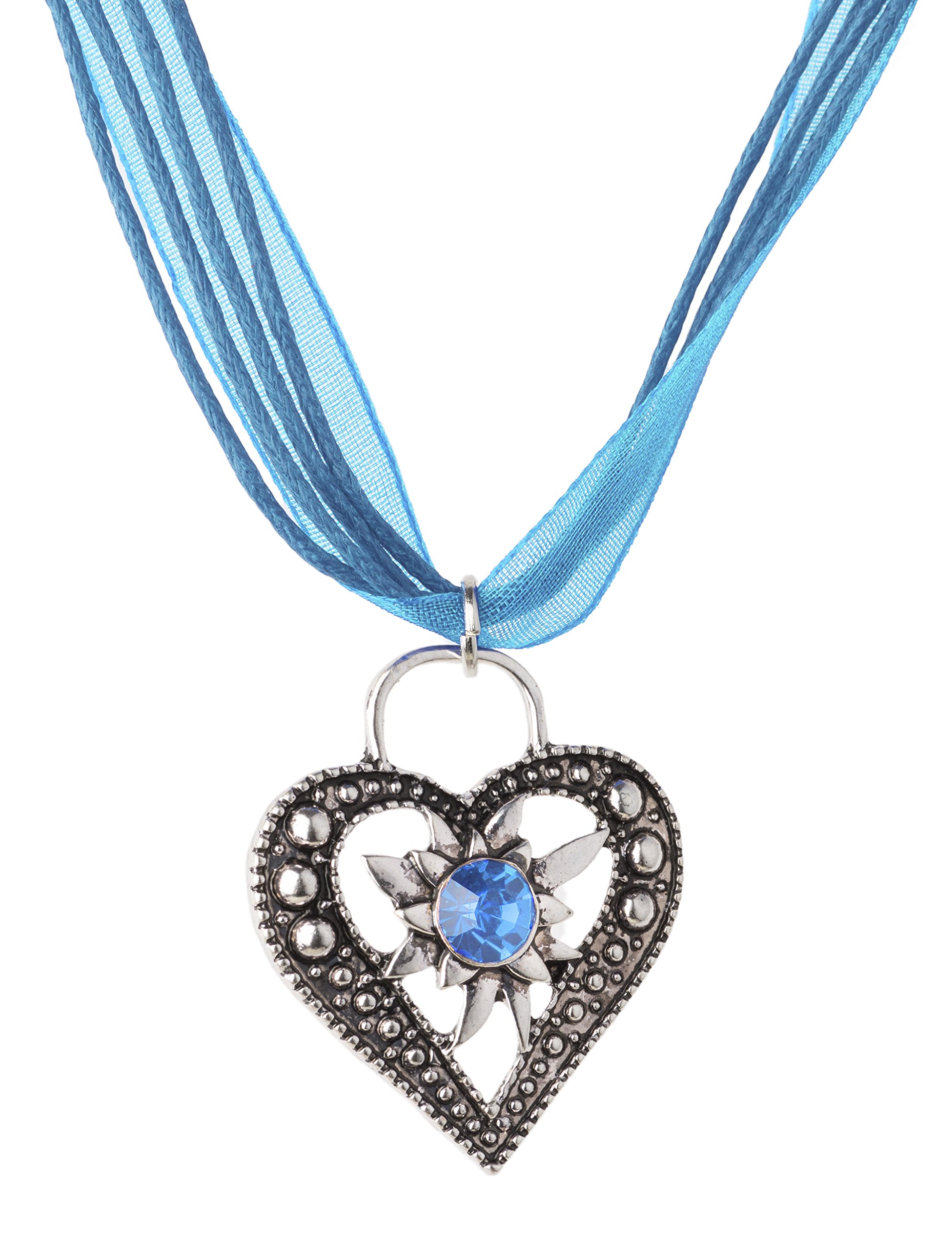 Oktoberfest Necklace Wiesnstein elegant heart pendant with rhinestones - Traditional Jewelry Necklace for Dirndl and Lederhosen (Turqouise)
