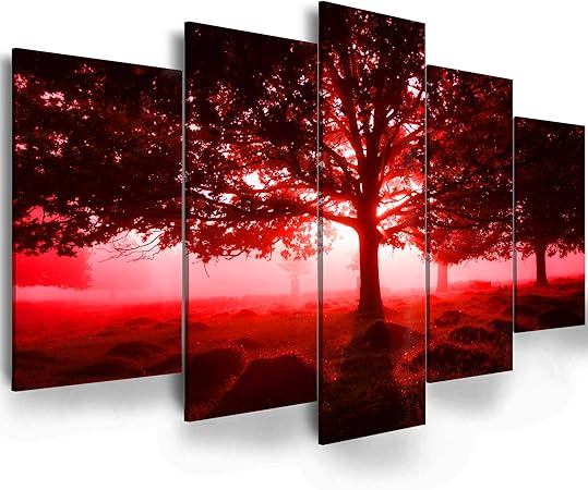 Amazon Com Mordern Red Tree Wall Art Ephany Art Tree Wall Art For Living Room Mysterious Forest Photography Canvas Wall Art Landscape Red Picture Wall Art Canvas Print Frame Picture Painting