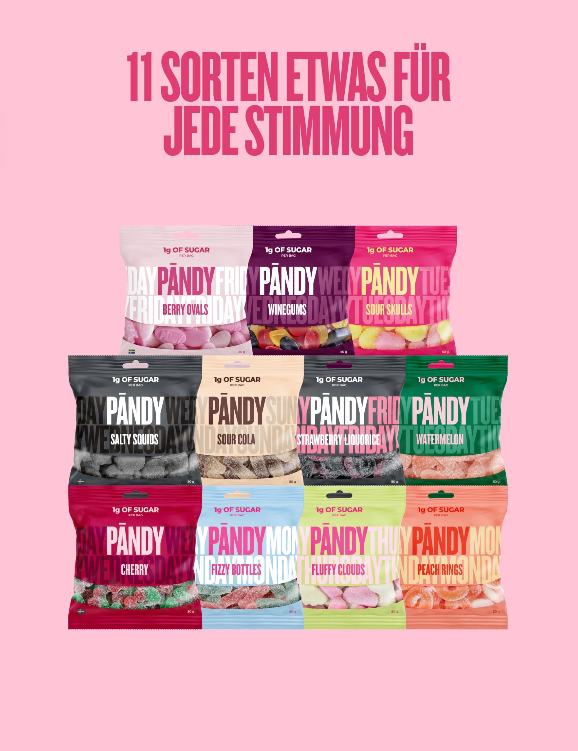 Pändy zuckerfreie Gummibärchen mit 100% Geschmack - 8x 50g Probierpaket - zuckerfreie Süssigkeiten (<1g Zucker) - glutenfreie Süßigkeiten ohne Zucker - kalorienarme, low carb, gesunde Snacks 6