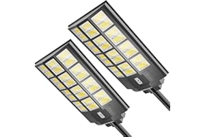 Brazuel 6800W Solar Street Lights Outdoor Waterproof 680000LM Solar Parking Lot Lights,6500k Led Solar Lights Pole,Motion Sensor,Remote Control, Dusk to Dawn,Commercial Grad 2pack.