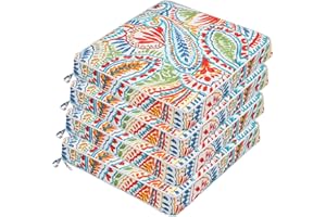 JMGBird Outdoor Chair Cushions Set of 4, Water Resistant Seat Cushions 19 x 19 Inch with Ties Outdoor Cushions for Patio Furniture