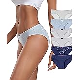 ANLIQI Women's Underwear Mid Rise Cotton Hipster Panties Soft Stretch Briefs Breathable Ladies Underpants 4/6 Pack